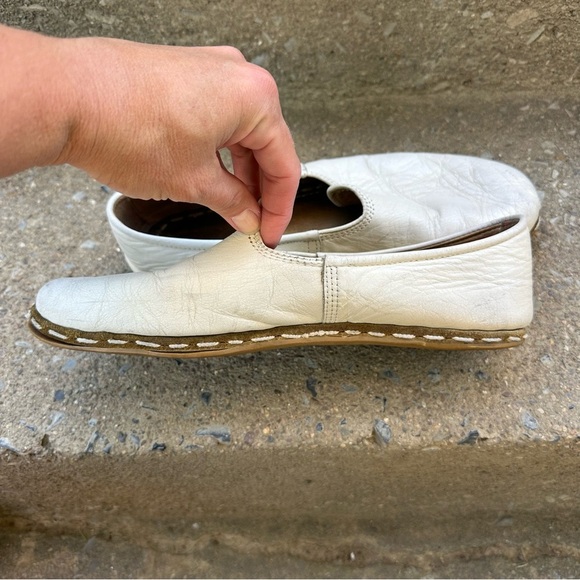 Sabah Handmade Ivory Leather Slip-On Loafers M 43 Unisex 11-11.5 Turkey Artisan main image 11